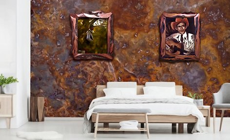 Your unique décor ideas - wood picture frames handmade- rust wallpaper