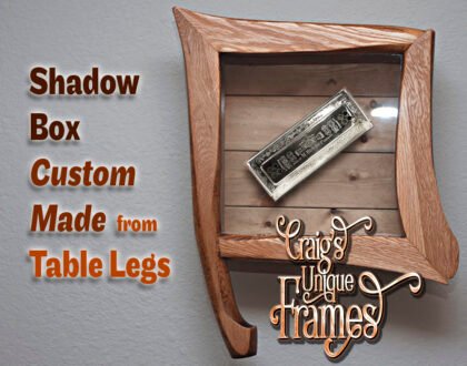 creative picture frames - unique framing ideas - shadow box made from antique table legs